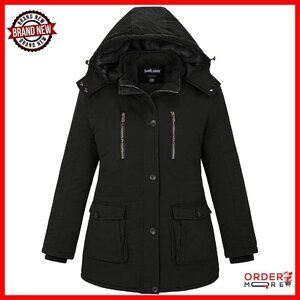 Plus Size Winter Coat with Detachable Hood - Thickened Cotton - Warm & Soft